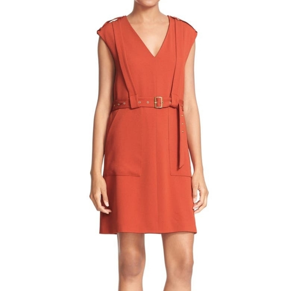 SOLD Tibi Savanna' V-Neck Crepe Sheath Dress - Picture 1 of 11